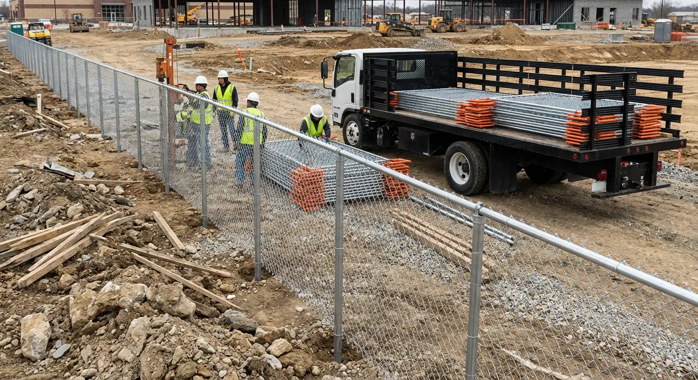 Post-Driven Construction Fence in Roxbury, MA
