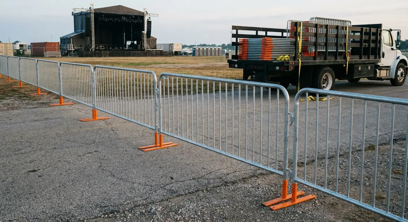 Crowd control barricade setup in Roxbury, MA