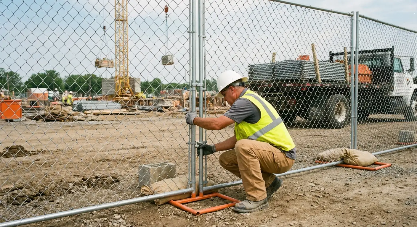 Comparison of professional fencing solutions versus DIY risks on a construction site in Roxbury, MA