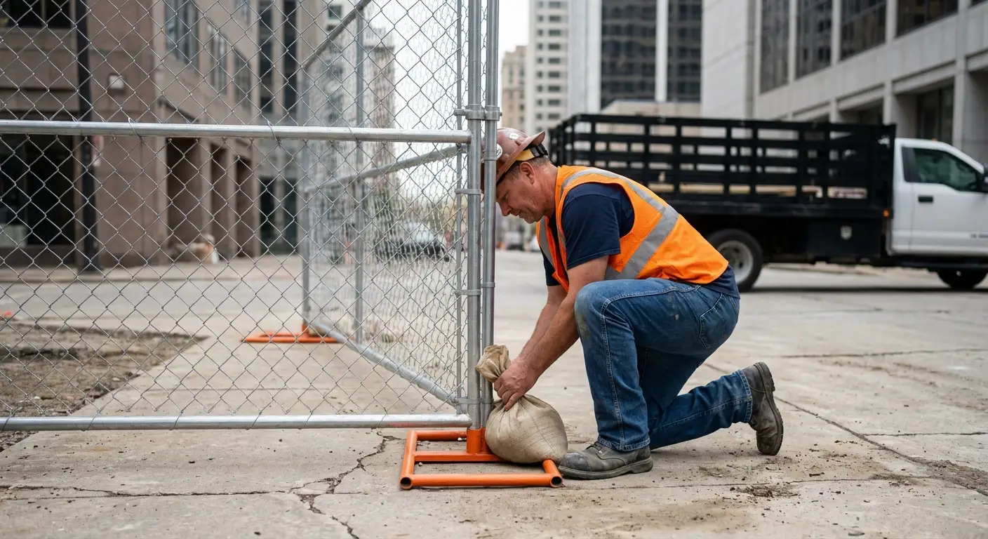 Temporary fence installation in Downtown Roxbury area
