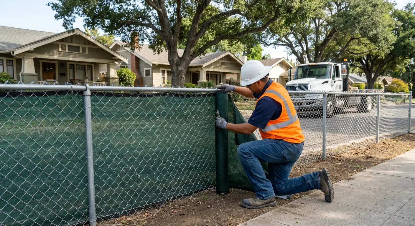 Temporary fence installation in Roxbury