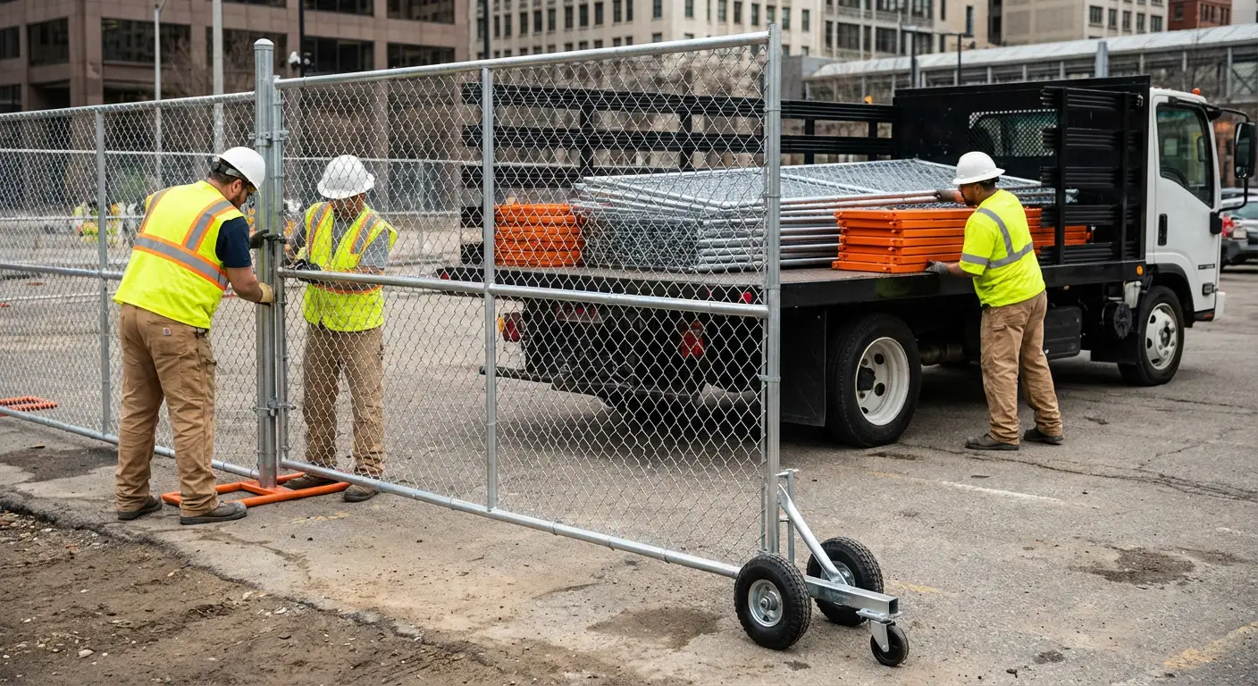 Temporary gate rental installation site in Roxbury