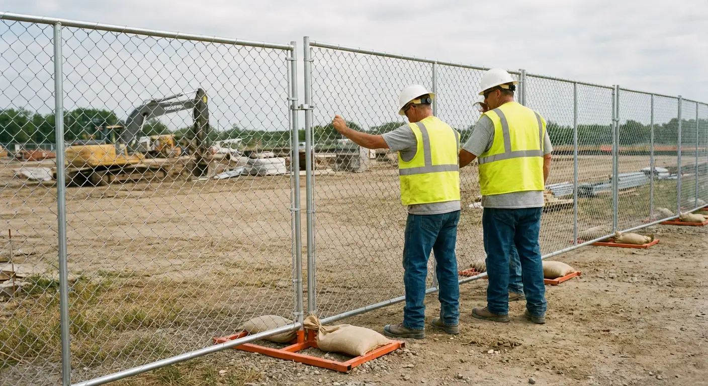 Construction site chain link panel installation in Roxbury, MA
